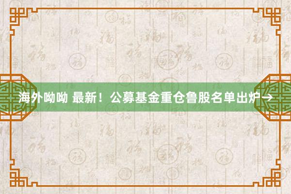 海外呦呦 最新！公募基金重仓鲁股名单出炉→