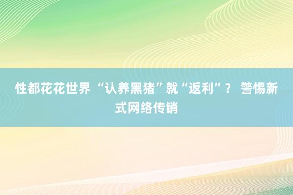 性都花花世界 “认养黑猪”就“返利”？ 警惕新式网络传销