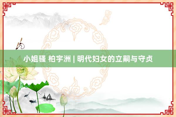 小姐骚 柏宇洲 | 明代妇女的立嗣与守贞
