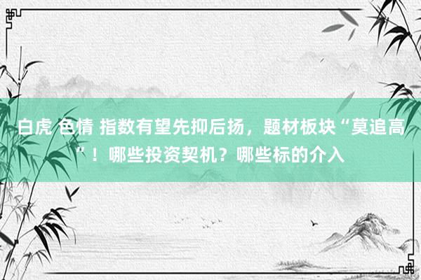 白虎 色情 指数有望先抑后扬，题材板块“莫追高”！哪些投资契机？哪些标的介入