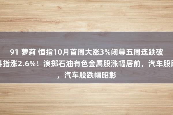 91 萝莉 恒指10月首周大涨3%闭幕五周连跌破绽，恒科指涨2.6%！浪掷石油有色金属股涨幅居前，汽车股跌幅昭彰