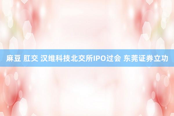 麻豆 肛交 汉维科技北交所IPO过会 东莞证券立功