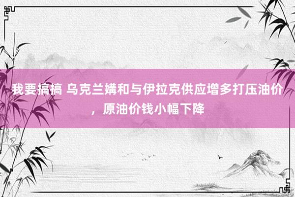 我要搞搞 乌克兰媾和与伊拉克供应增多打压油价，原油价钱小幅下降