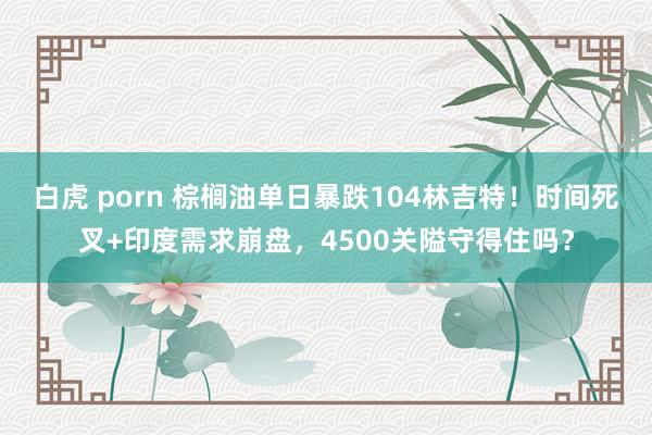 白虎 porn 棕榈油单日暴跌104林吉特！时间死叉+印度需求崩盘，4500关隘守得住吗？