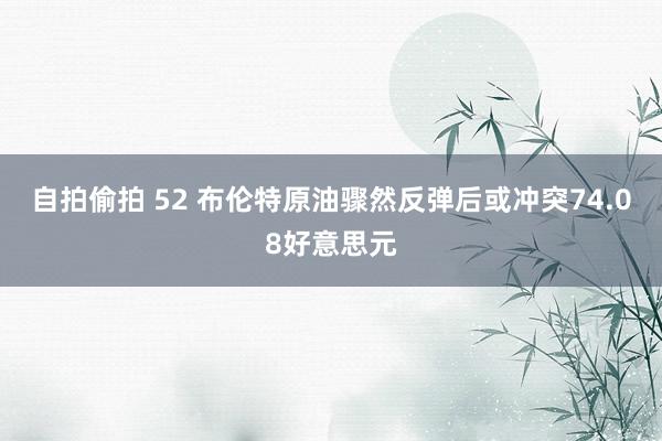 自拍偷拍 52 布伦特原油骤然反弹后或冲突74.08好意思元